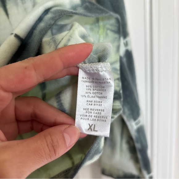 Green Tie Die Long Sleeve Tee Shirt Size Extra Large - Picture 5 of 6